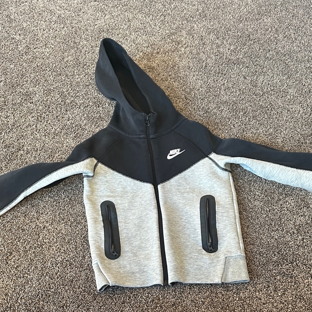 Nike  Tech Kids' Two-Tone Black and Gray Hoodie